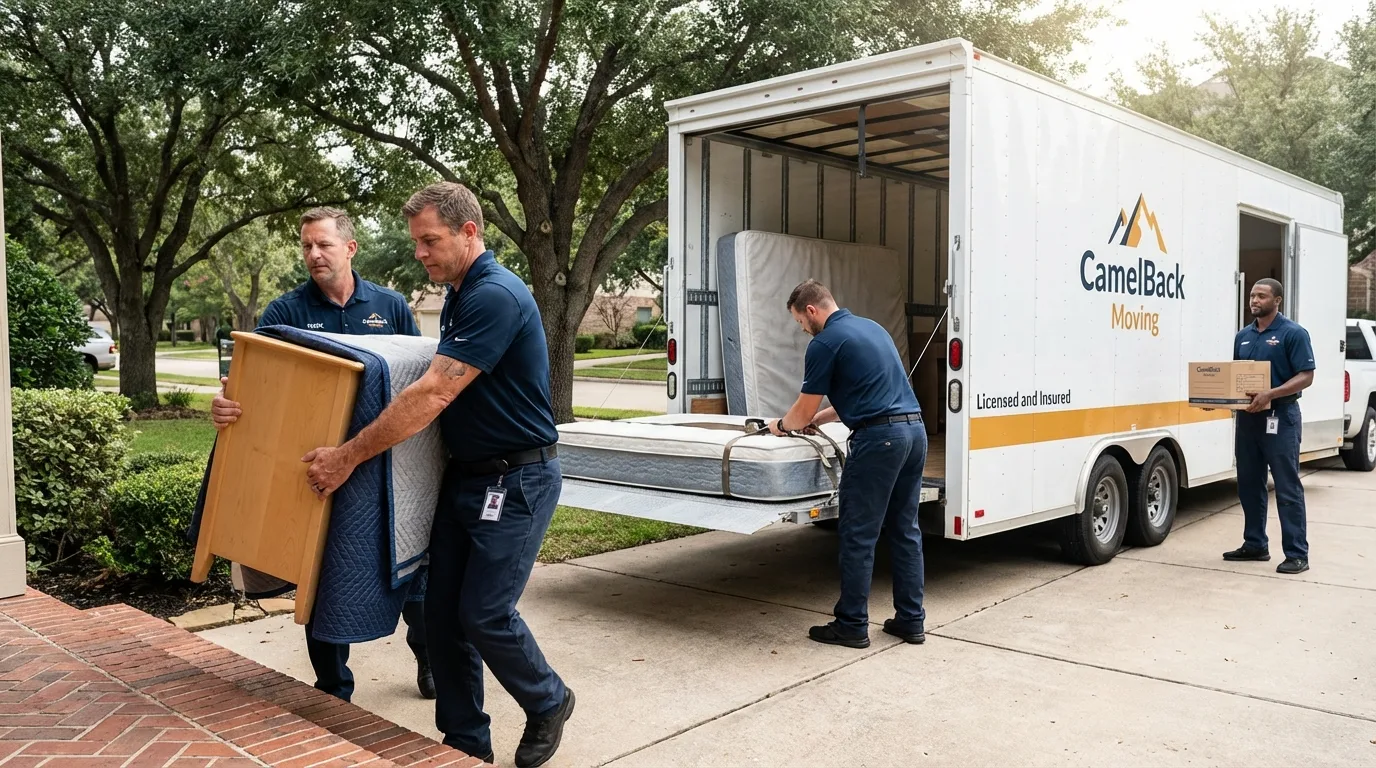 Crew loading residential truck for cross-state move from Hattiesburg, MS