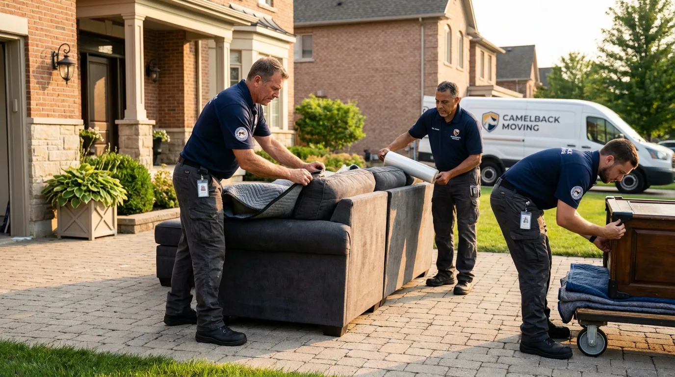 Large estate moving crew wrapping furniture in Hattiesburg, MS